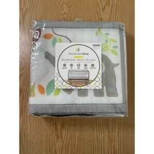 New Breathable Baby Breathable Mesh Crib Liner 4-Sided Slatted & Solid Back Crib